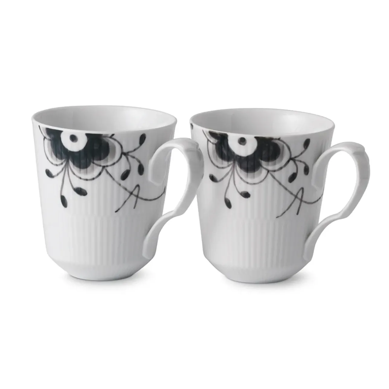 Sort Mega Riflet|Kaffekopper*Royal Copenhagen kop, 38 cl, 2 stk. Sort Mega Riflet
