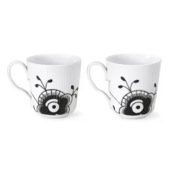 Sort Mega Riflet|Kaffekopper*Royal Copenhagen Sort mega Riflet kop, 28 cl, 2 stk.