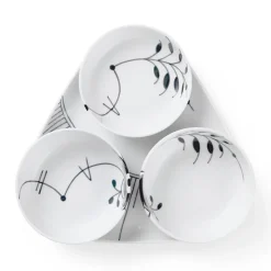Sort Mega Riflet|Snackskåle*Royal Copenhagen serveringssæt, 24,5 cm, 4 stk. Sort Mega Riflet