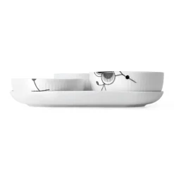 Sort Mega Riflet|Snackskåle*Royal Copenhagen serveringssæt, 24,5 cm, 4 stk. Sort Mega Riflet