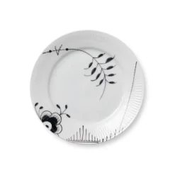 Sort Mega Riflet|Desserttallerkener*Royal Copenhagen Sort Mega Riflet tallerken, decoration 2, 19 cm