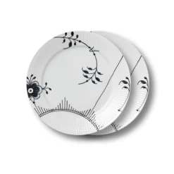 Sort Mega Riflet|Middagstallerkener*Royal Copenhagen Sort Mega Riflet tallerken, decoration 2, 27 cm, 2 stk.