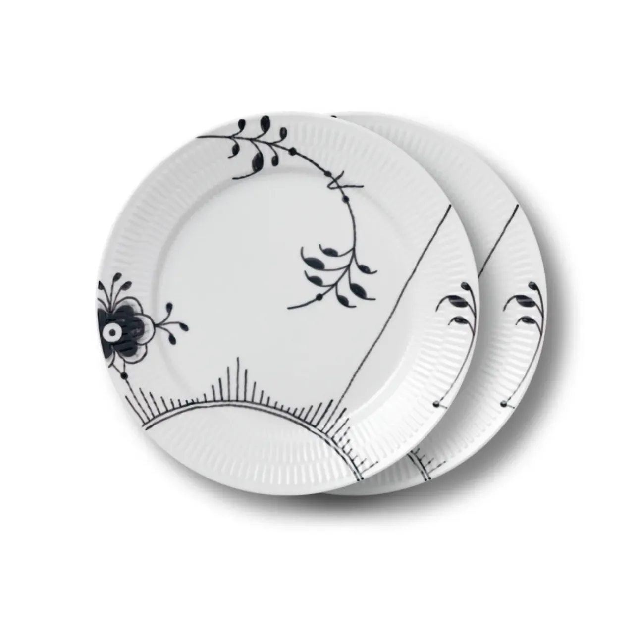 Sort Mega Riflet|Middagstallerkener*Royal Copenhagen Sort Mega Riflet tallerken, decoration 2, 27 cm, 2 stk.