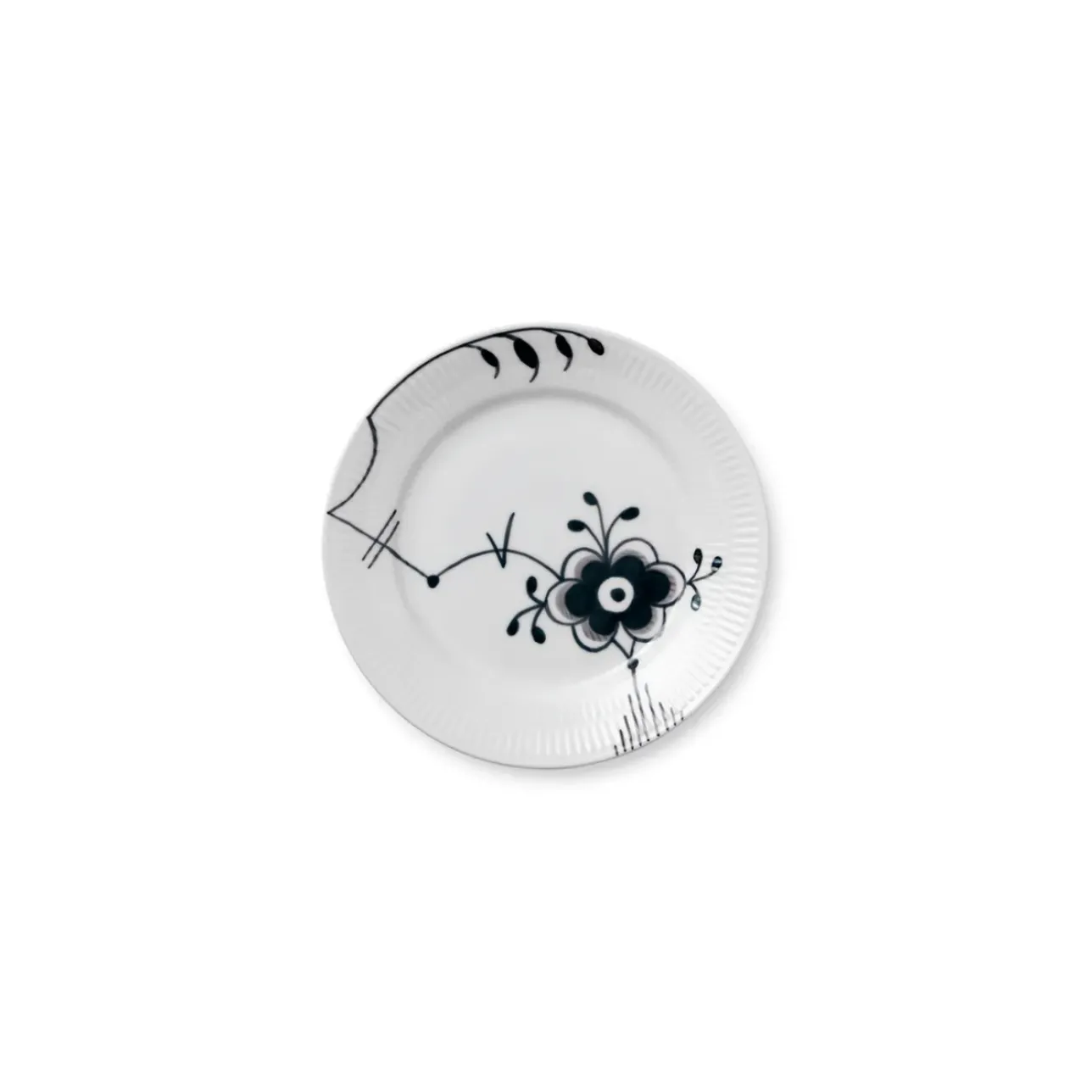 Sort Mega Riflet|Desserttallerkener*Royal Copenhagen Sort Mega Riflet tallerken, decoration 6, 19 cm