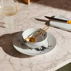 Sort Mega Riflet|Desserttallerkener*Royal Copenhagen Sort Mega Riflet tallerken, decoration 6, 19 cm