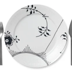 Sort Mega Riflet|Middagstallerkener*Royal Copenhagen Sort Mega Riflet tallerken, decoration 2, 27 cm