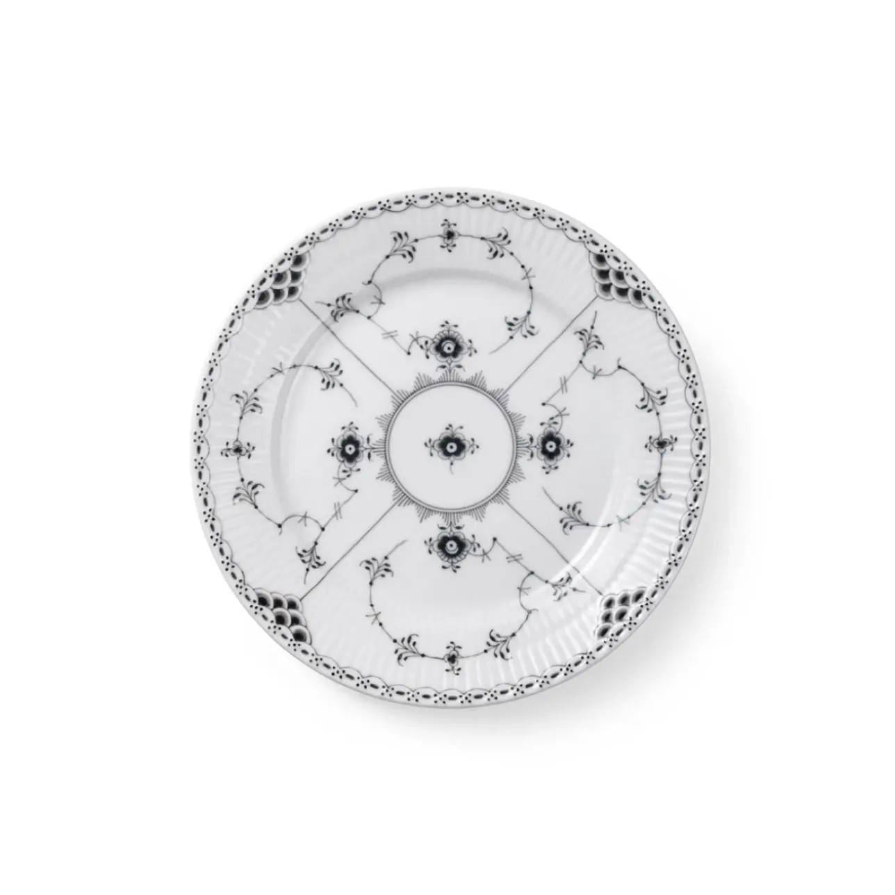 Eksklusive Steldele|Sort Musselmalet Halvblonde*Royal Copenhagen Sort Musselmalet Halvblonde tallerken, 19 cm