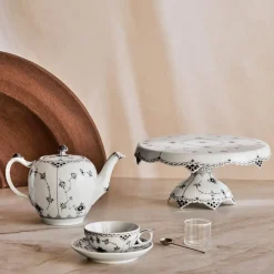 Eksklusive Steldele|Sort Musselmalet Halvblonde*Royal Copenhagen Sort Musselmalet Halvblonde kop med underkop 20 cl