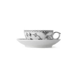 Eksklusive Steldele|Sort Musselmalet Halvblonde*Royal Copenhagen Sort Musselmalet Halvblonde kop med underkop 20 cl