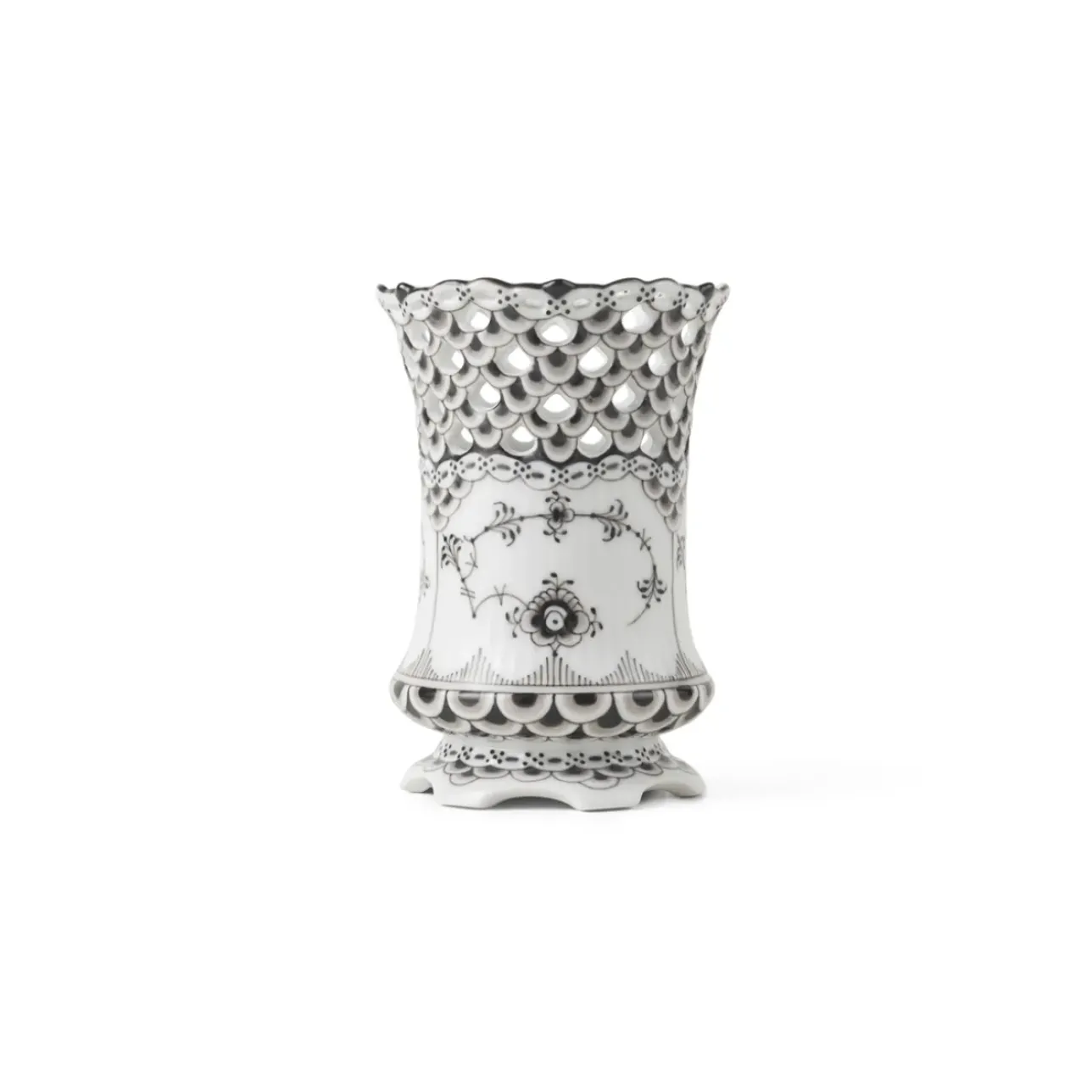 Eksklusive Steldele|Sort Musselmalet Helblonde*Royal Copenhagen Sort Musselmalet Helblonde vase, 11 cm