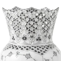 Eksklusive Steldele|Sort Musselmalet Helblonde*Royal Copenhagen Sort Musselmalet Helblonde vase, 22 cm