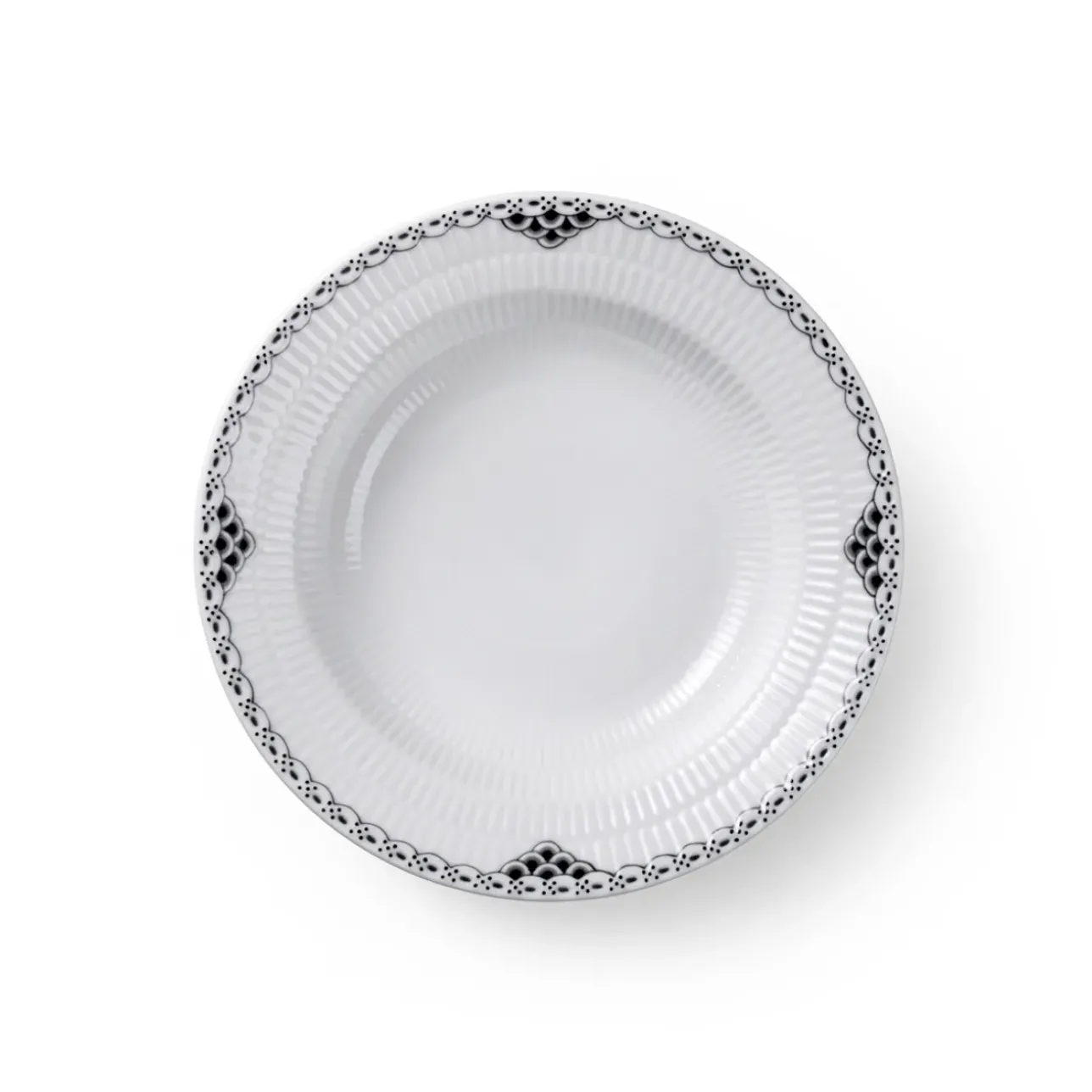 Sort Riflet Blonde|Dybe Tallerkener*Royal Copenhagen Sort Riflet Blonde dyb tallerken, 21 cm