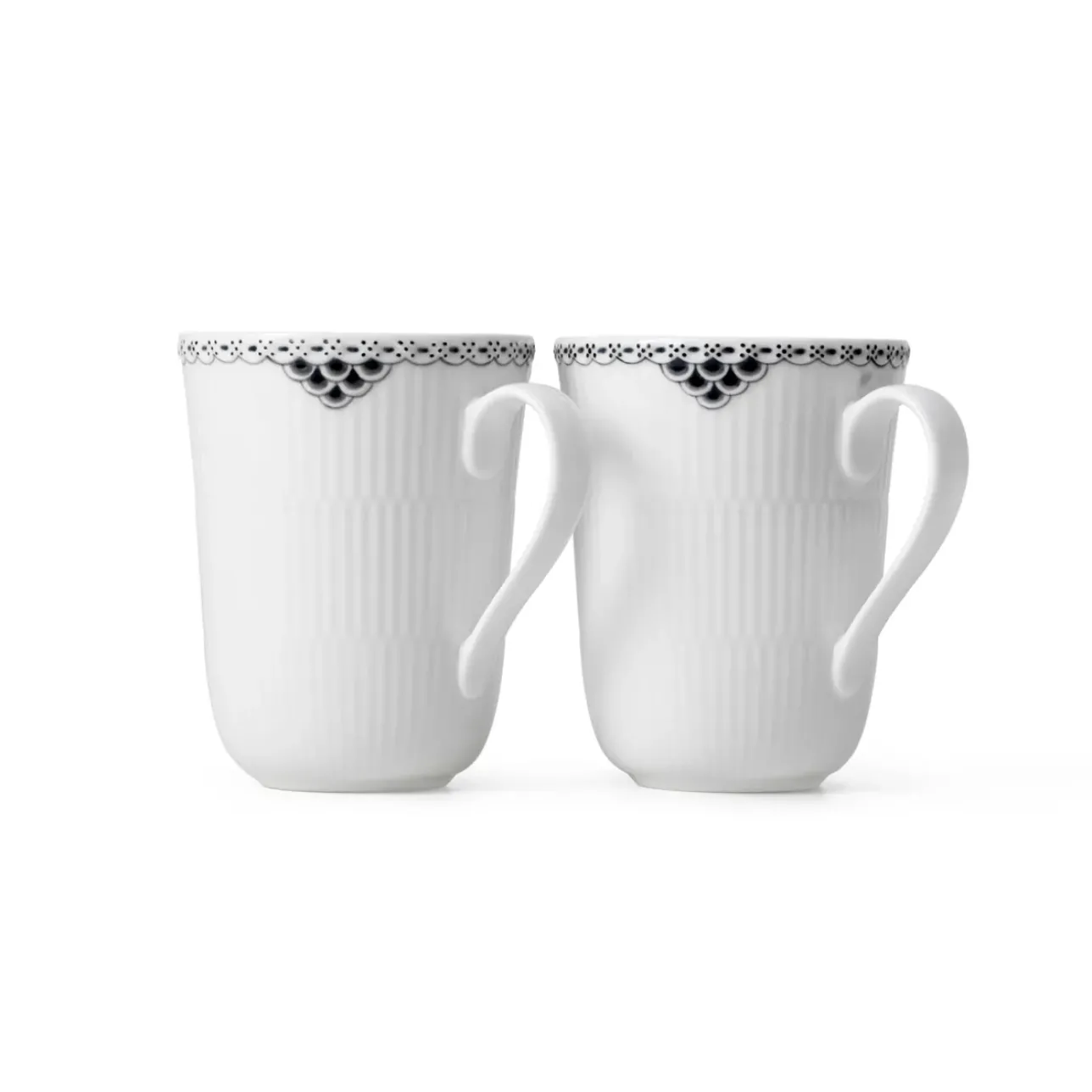 Sort Riflet Blonde|Kaffekopper*Royal Copenhagen kop, 36 cl, 2 stk. Sort Riflet Blonde