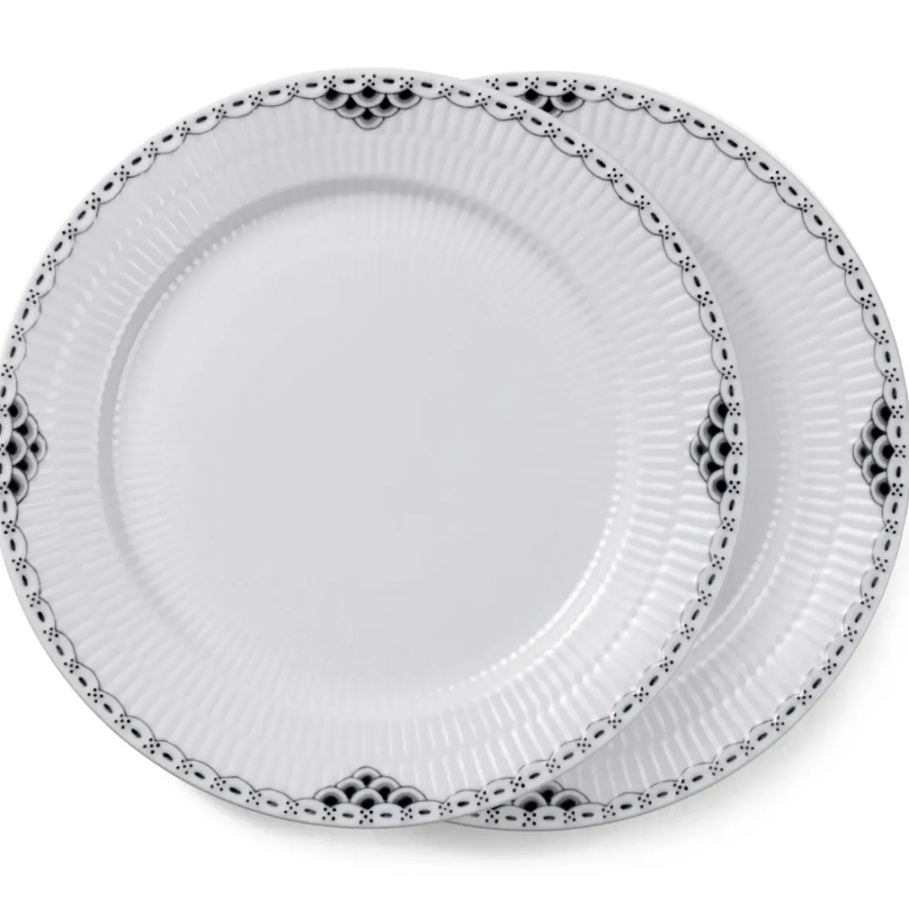 Sort Riflet Blonde*Royal Copenhagen Sort Riflet Blonde tallerken, 27 cm, 2 stk.