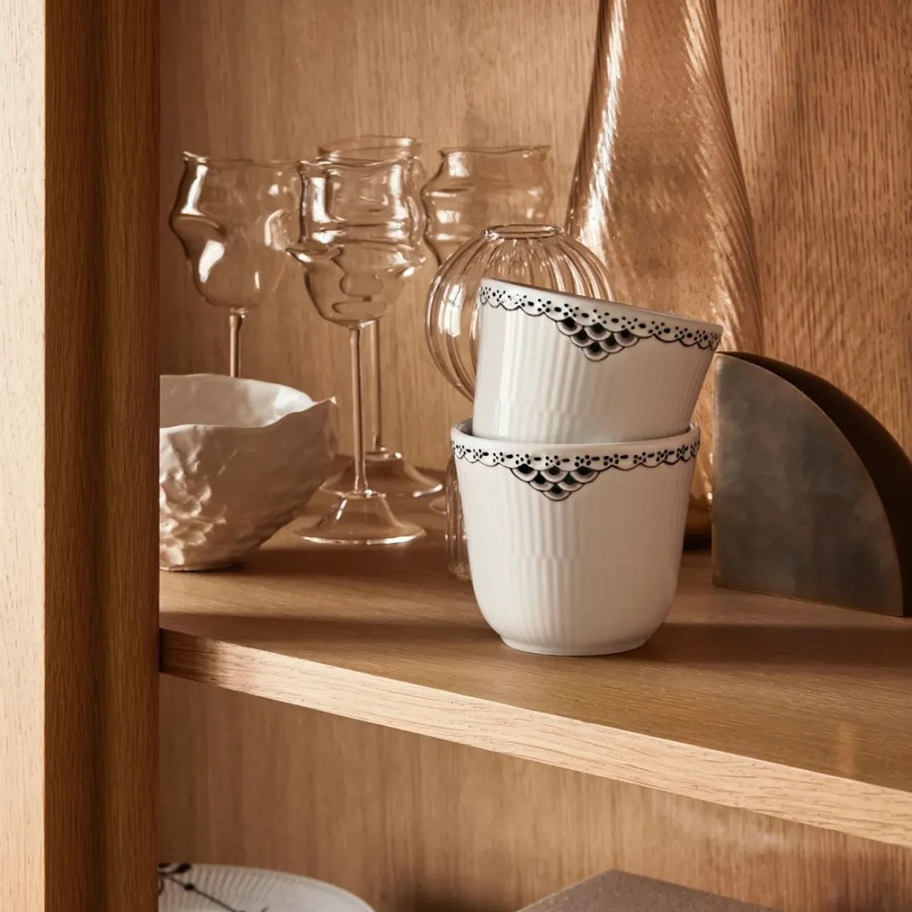 Sort Riflet Blonde|Kaffekopper*Royal Copenhagen Sort Riflet Blonde termokrus, 26 cl, 2 stk.