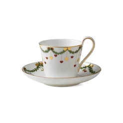 Stjerne Riflet Jul|Kaffekopper*Royal Copenhagen Stjerne Riflet Jul højhankskop og underkop, 27 cl